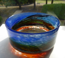 VINTAGE ISLE OF WIGHT ART GLASS AURENE BOWL MICHAEL HARRIS 70'S