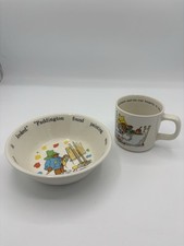 Coalport Paddington Bear & Co Bowl & Small Child’s Mug - Breakfast In Bed & Art