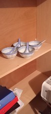 4 Chinese soup bowls with spoons
