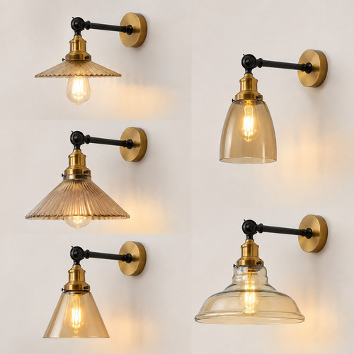 E27 glass wall light indoor - e27,