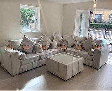 Ark Future Milano 3C2 Corner Sofa with Full set Glass Coffee Table, Plush Velvet