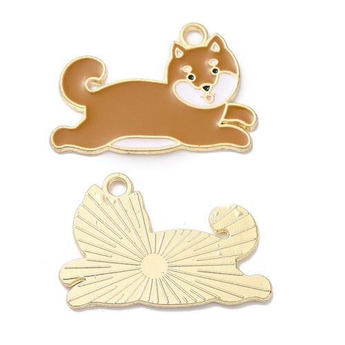 Enamel charms dog brown - enamel,