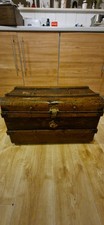 Antique Vintage Large Metal Tin Steamer Storage Travel Trunk 