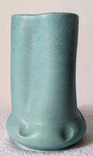 Vintage Langley Pottery abstract form vase in light blue large and heavy 20cm 