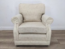 ARMCHAIR Cream Floral Patterned Sofa UK Removable Seat Back Cushions Wooden Feet