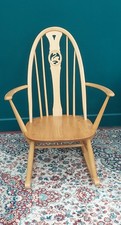 Ercol BLONDE Rocking Chair Solid Elm Swanback Motif Vintage Rare And Beautiful