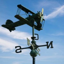 Biplane weathervane - Handcrafted pure copper genuine verdigris weather vane