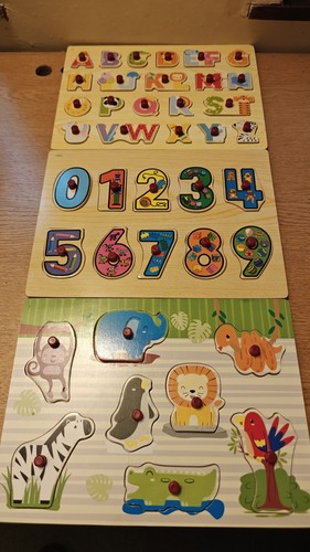 Wooden peg puzzles boards - puzzles, x3