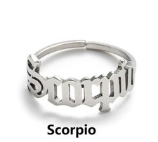 Unisex Scorpio Zodiac Sign Adjustable Ring. No Tarnish S/Steel. BNIP. UK 