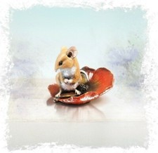 Richard Cooper Studio Mice Bronze Resin Mouse with Poppy Ornament 256BR New