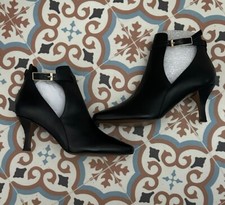 Next Black Leather Cut Out Ankle Boots.Stiletto Heel.Size 6.BNWT