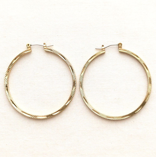 Large textured hoop pierced - large,