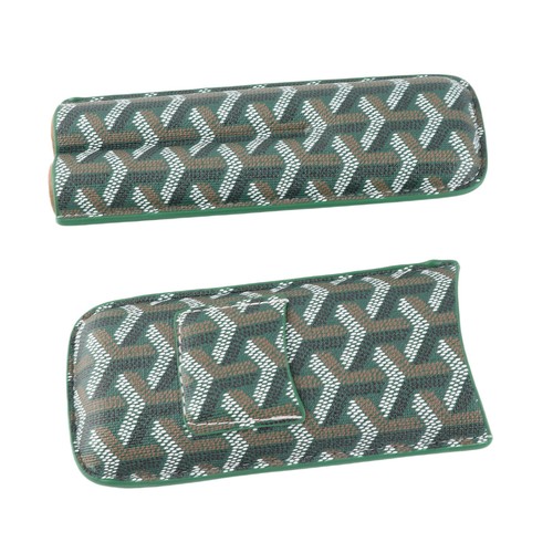 Green leather cigar case with - green,