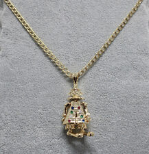 Mens 9ct Gold XP Chain with "Clown" Pendant 4 Colour CZ stones 4 Chain Options