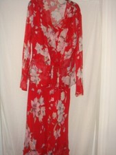 Platinum - House of Fraser Red Floral Silk Dress and Jacket Size 14