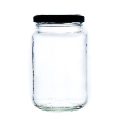 1lb glass jam - glass, round