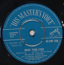 Malcolm Vaughan More Than Ever 7" Single (1958) His Master's Voice 45-POP 538
