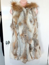 Real Rabbit Fur Hooded Gillet