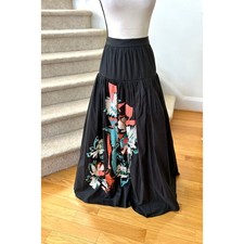 NWT Tanya Taylor Laine Black Drop Waist Sequin Floral Maxi Formal Skirt