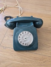 1970's Original Vintage BT Rotary Telephone Green Colour Retro Style 746F 