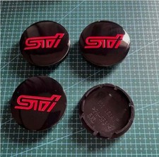 4 PCS STI Wheel Centre Cap Alloy Hub Center Caps 56mm Black Red