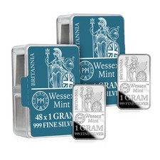 Wessex Mint Silver Savers Britannia 1g Solid Silver Bullion Bars - Box of 96