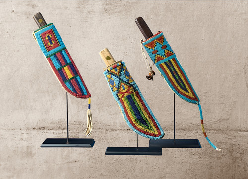Native beaded three knife - beaded,