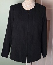 Ladies Bonmarche Black Soft Touch Zip Jacket - Size 16