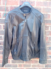 MARKS AND SPENCER AUTOGRAPH MENS BLACK LEATHER BIKER JACKET SIZE XL