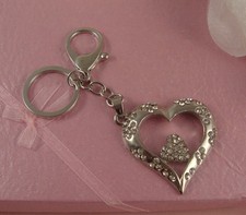 GOLD OR SILVER HEART OR BUTTERFLY PHONE,HANDBAG KEYRING CRYSTAL LARGE CHARM