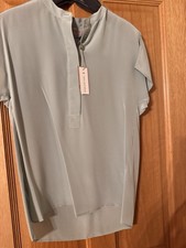 Paul Costelloe Silk Top Pale Green Short Sleeve Blouse.  Size S. BNWT’s
