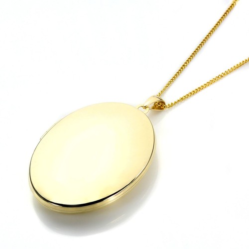 9ct gold oval plain locket - locket, &