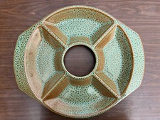 POOLE POTTERY G SYDENHAM  + MORRIS TURQUOISE GREEN SEA CREST HORS D'OEUVRES DISH