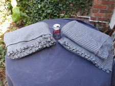 Pair IKEA TJARBLOMSTER Grey With White Stripe Bedspreads/Throws/Blankets 150x210