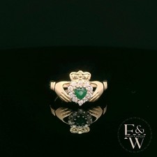 9ct Yellow Gold Green Agate &