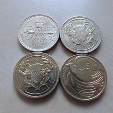 UK 4x 2 Pounds 1989 Elizabeth