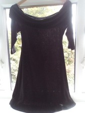 Primark Black Mini Dress  off shoulder thin party going out style Size L (14-16)