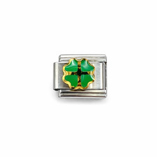 Italian Charm Link Green Gold