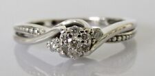 Gold Diamond Ring - 9ct White Gold Diamond Daisy Cluster Ring Size I 1/2
