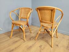 Pair Of Mid Century Wicker Retro Chic Cane Seats Bucket Tub Egg Rattan Chairs