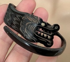 Vintage Art Deco Carved Cowhorn Chinese Dragon Bangle