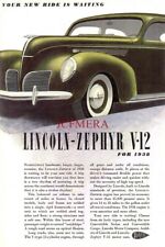 LINCOLN-ZEPHYR V-12 Sedan Motor Car ADVERT (3) 1938 Vintage Print Ad 163/N