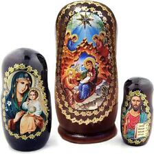 Christmas Holy Family Nativity Madonna And Child Russian Icon Nesting Dolls 4 In