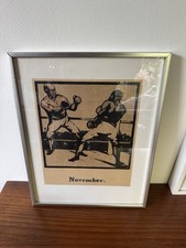 William Nicholson Woodcut Print Calender Lithograph Boxers Boxing Sport