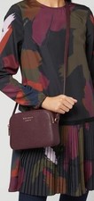 Ted Baker Crossbody Bag Amerrah Camera Bag Burgundy  Colour Leather Duble Zip 