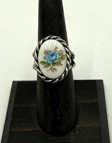 Blue rose flower ring - ring, sarah