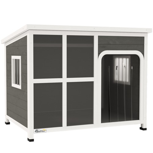 Pawhut wooden dog kennel - dog,