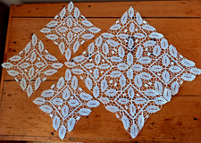 Vintage Set of Four White Lace Doilies (3 small, one larger)