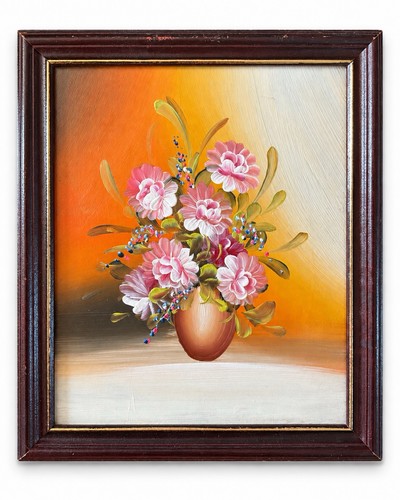 Framed hand painted floral - painted,