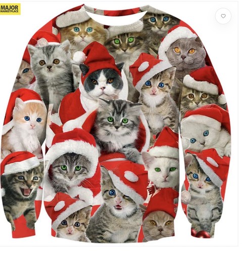 Christmas jumper cat - christmas, print